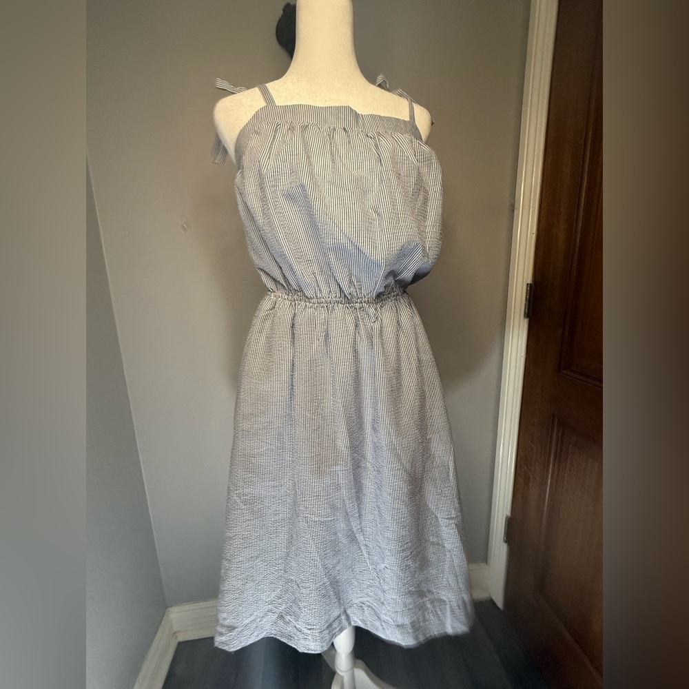 Elegant Striped Blue Dress
